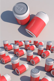 C4D 模型 矮扁汽水瓶子