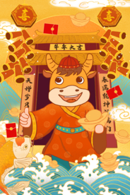 新年元旦牛年海报