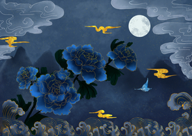 烫金花朵中国风