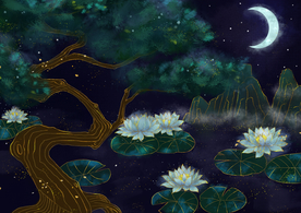 烫金睡莲中国风