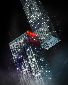 C4D 模型大楼撞击