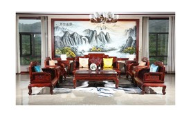 酸枝花开富贵沙发10件套