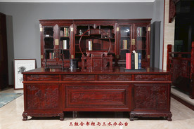 酸枝三组合书柜与书台