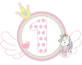 粉色独角兽宝宝周岁海报