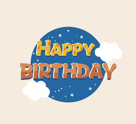 太空生日海报简约卡通字