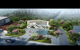 鸟瞰公园景观节点