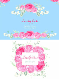 爱情玫瑰水彩图手绘花型