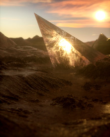 C4D 模型山地土地飞船