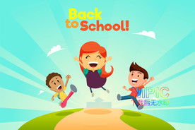 图形回到学校矢量儿童接送校车