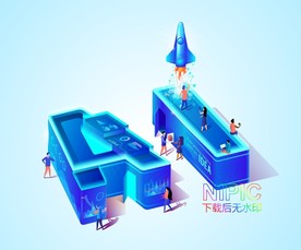 robot海报矢量数字等距