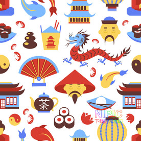 模版舞狮china天坛卡通