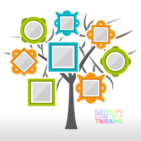 矢量照片框ai树上挂满照片