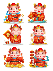 新年卡通牛财神