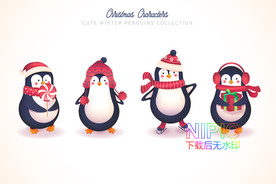 表情企鹅背景图文件卡通素材