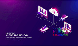 抽象海报人物等距背景图矢量