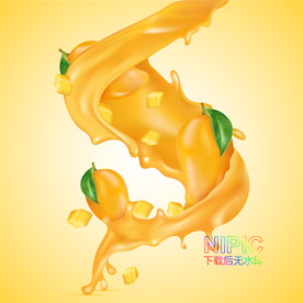 液体水果西瓜汁橙汁图片矢量图