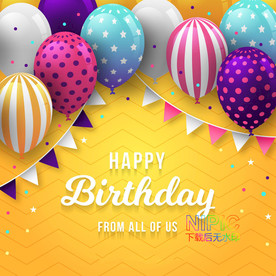 可爱气球背景宣传生日快乐素材