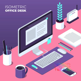 插图矢量笔记本电脑科技风格