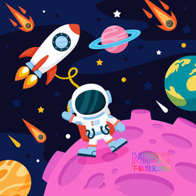 宇航员土星水星图形科技地球