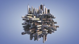 C4D 模型盗梦城市楼房空间