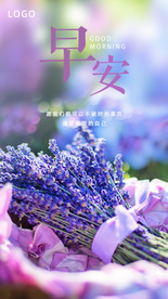 早安海报 鲜花 问候海报