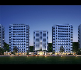 绿城别墅洋房夜景园林景观