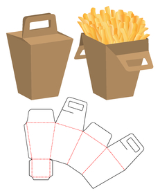 手提薯条梯形食品纸盒包装