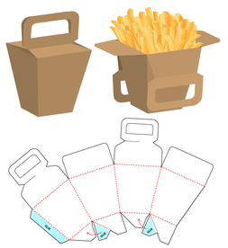 薯条外卖手提梯形食品纸盒包装
