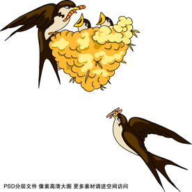 燕子喂食插画