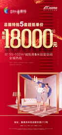地产微信红色特价海报