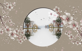 山水画 中式背景墙 装饰画 新