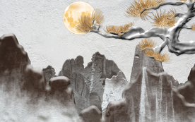 山水画 中式背景墙 装饰画 新
