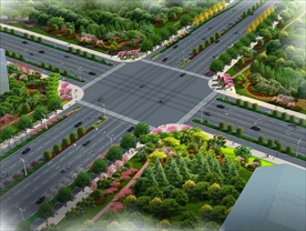 市政道路路口节点绿化景观鸟瞰