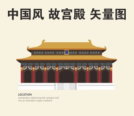 中国风 故宫殿 矢量图