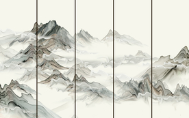 山水画 中式背景墙 装饰画 新