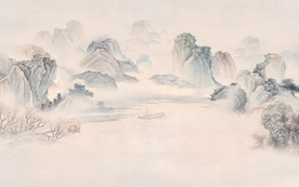 山水画 中式背景墙 装饰画 新