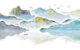 山水画 中式背景墙 装饰画 新