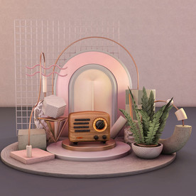 C4D模型 电商收音机场景