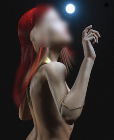 C4D模型女孩侧脸面部半身像