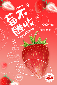 草莓水果促销活动宣传海报素材