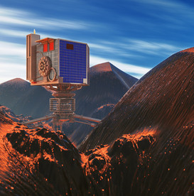 C4D模型山体火山飞船探测仪器