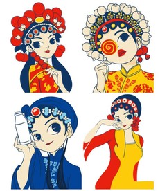 手绘矢量国潮人物