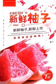 新鲜柚子水果活动宣传海报素材