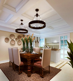 美式餐厅效果图 家装餐厅效果
