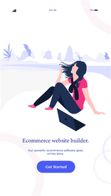 插画扁平网页女孩户外风电脑