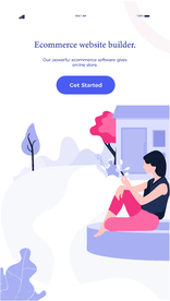 插画扁平网页玩手机女孩