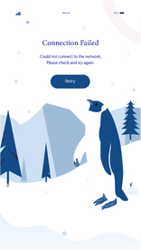 插画扁平网页松树雪山雪地企鹅