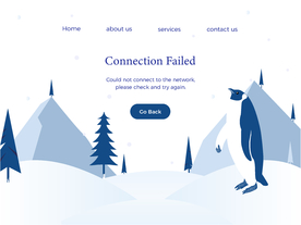 插画扁平网页松树雪山雪地企鹅