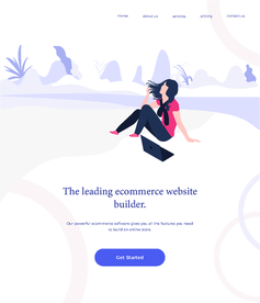 插画扁平网页女孩户外风电脑