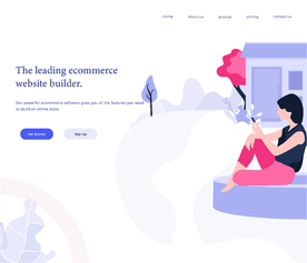 插画扁平网页玩手机女孩